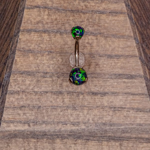 3-Prong Black Opal Navel Bezel in 14g