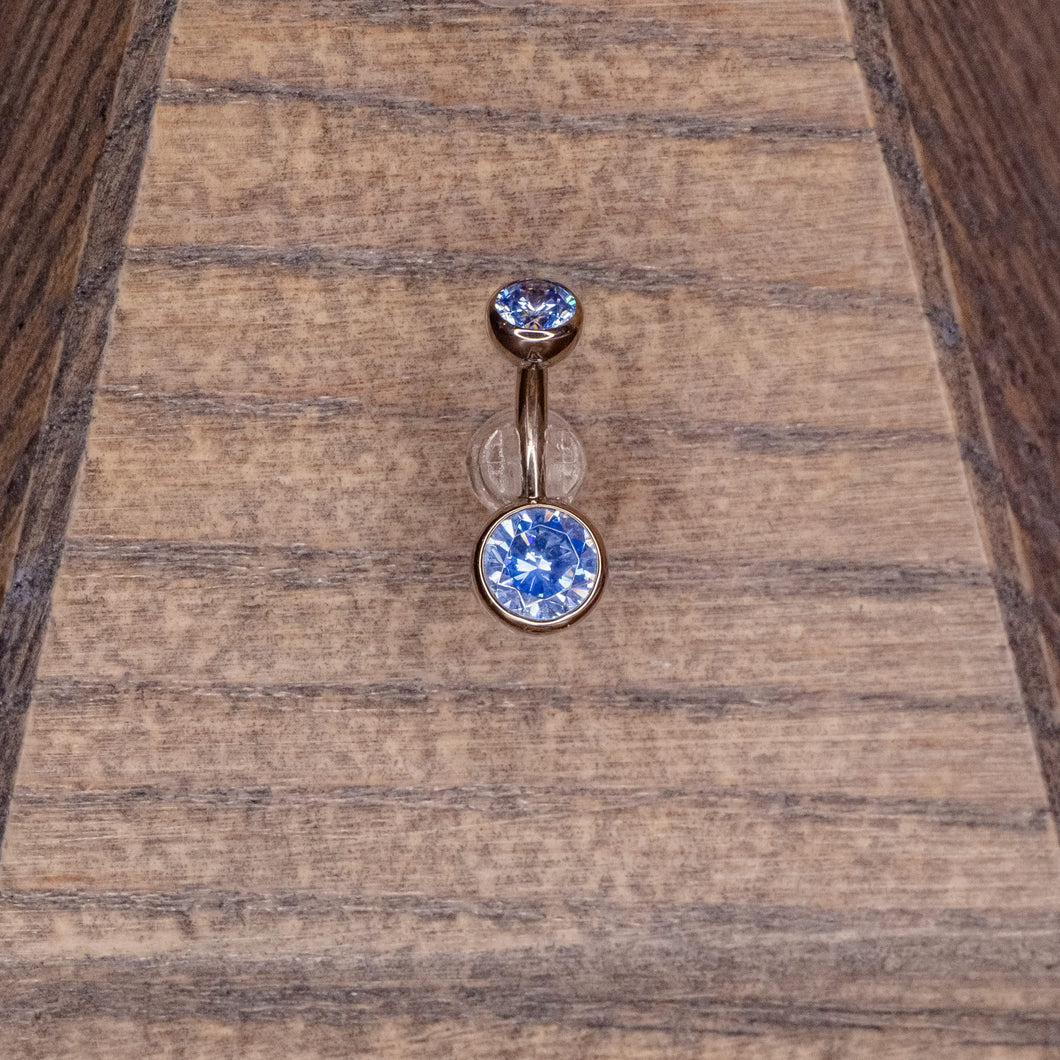 Arctic Blue Swarovski Crystal Navel in a Bezel Setting  (4mm/6mm)