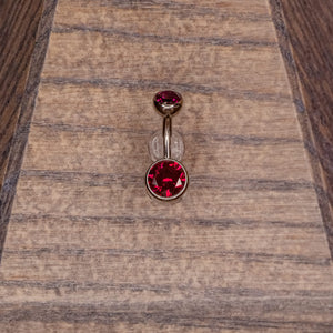 Dark Ruby Red Swarovski Crystal Navel in a Bezel Setting  (4mm/6mm)