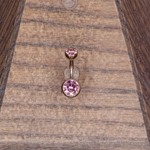 Pink Swarovski Crystal Navel in a Bezel Setting  (4mm/6mm)