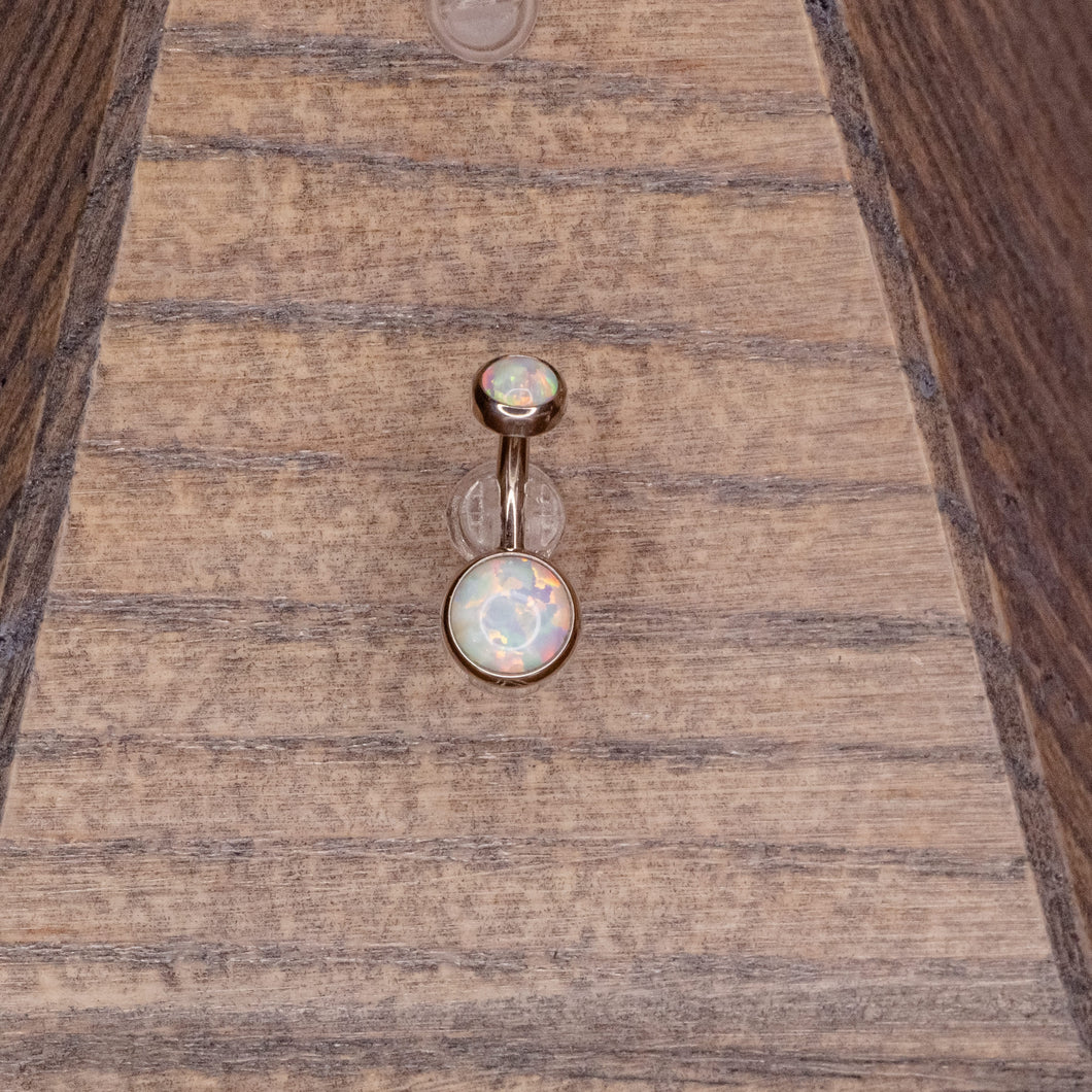 White Opal Navel in a Bezel Setting  (4mm/6mm)