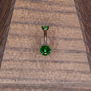 Emerald Green Swarovski Crystal Navel in a Prong Setting  (4mm/6mm)