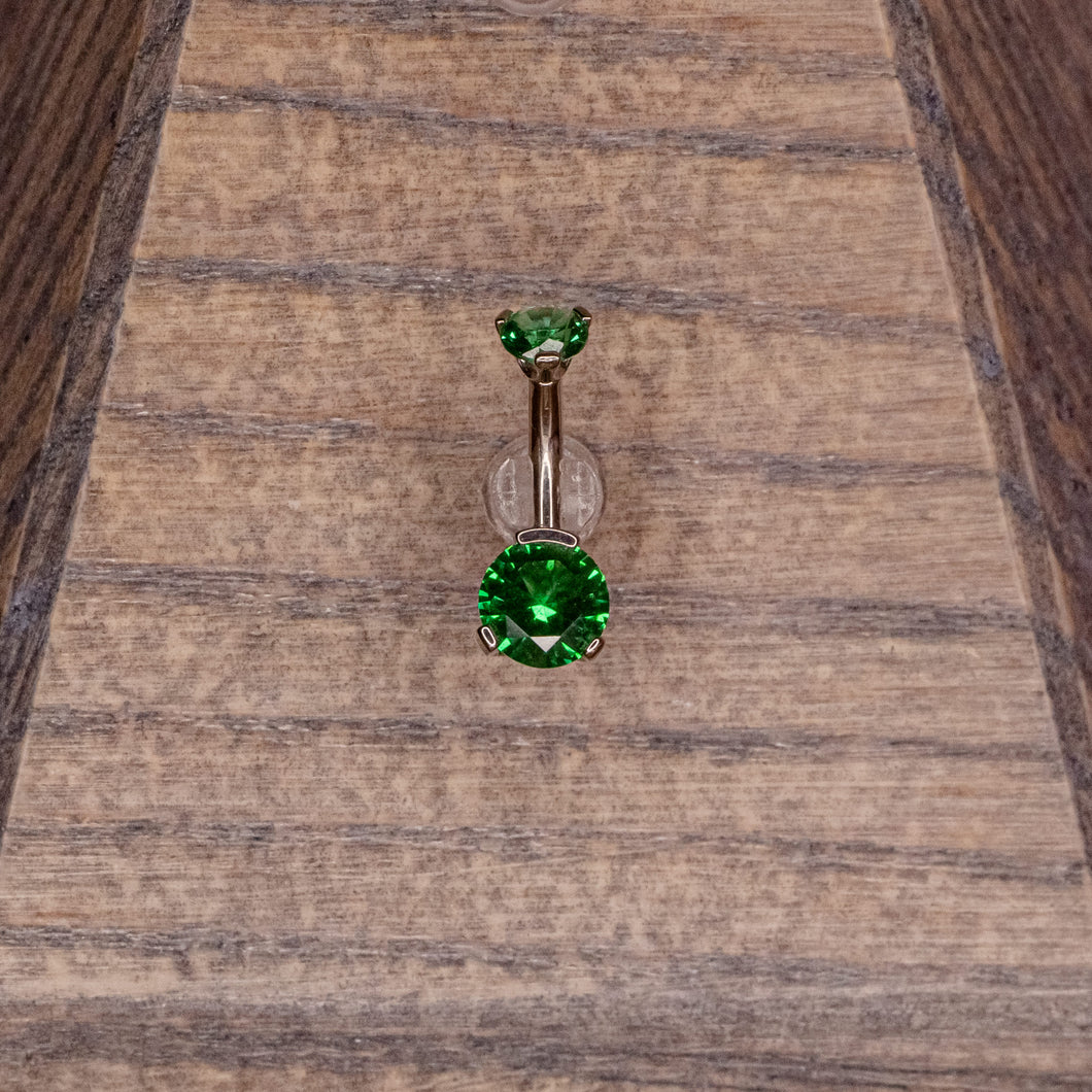 Emerald Green Swarovski Crystal Navel in a Prong Setting  (4mm/6mm)