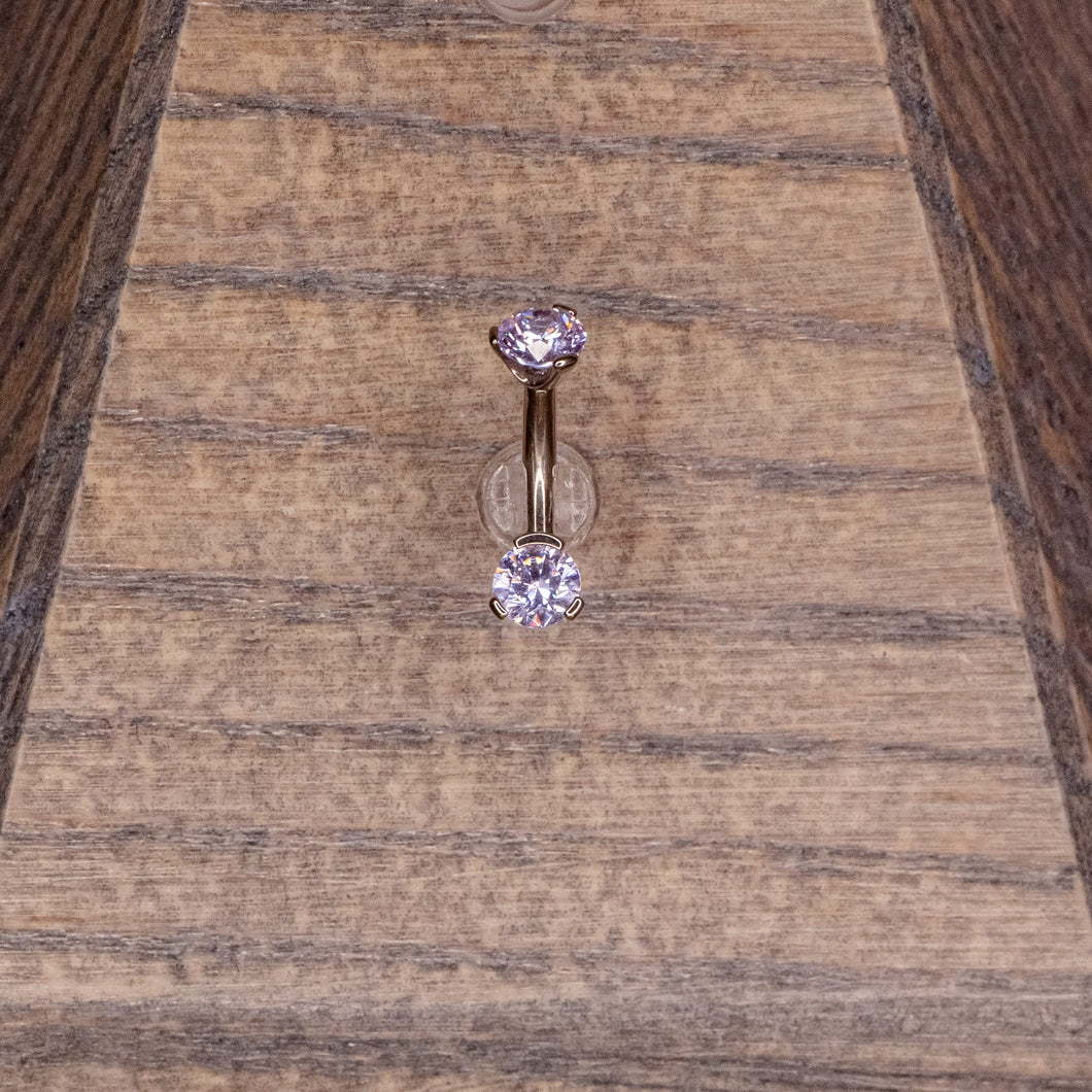 Lavender Swarovski Crystal Navel in a Prong Setting  (4mm/4mm)