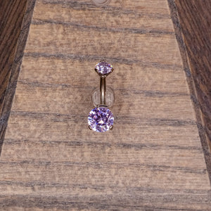 Lavender Swarovski Crystal Navel in a Prong Setting  (4mm/6mm)