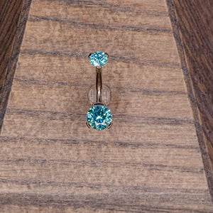 Mint Green Swarovski Crystal Navel in a Prong Setting  (4mm/6mm)