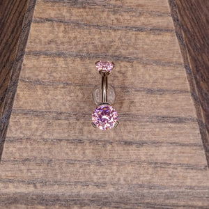 Pink Swarovski Crystal Navel in a Prong Setting  (4mm/6mm)