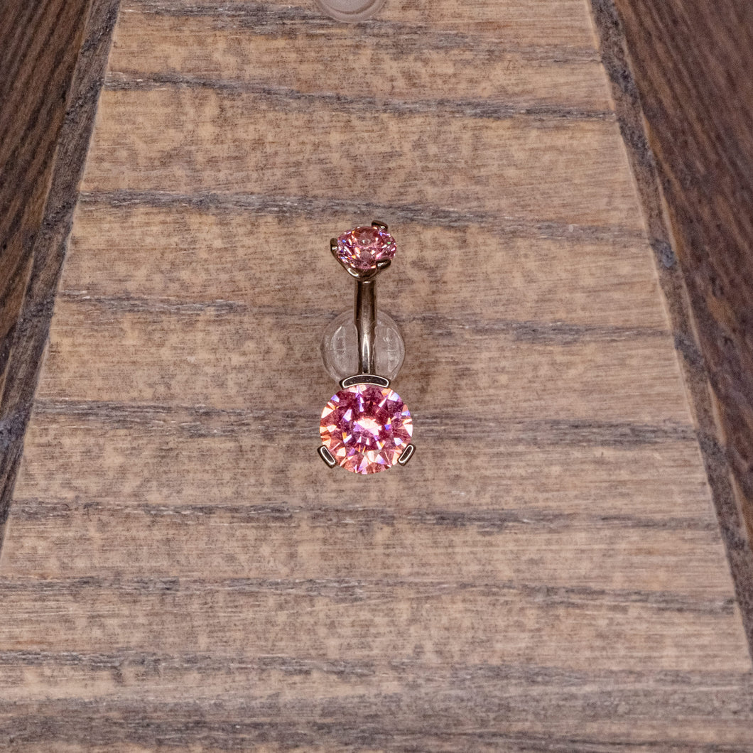 Special Pink Swarovski Crystal Navel in a Prong Setting  (4mm/6mm)