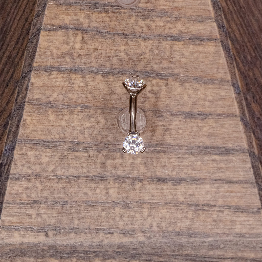 White Swarovski Crystal Navel in a Prong Setting  (4mm/4mm)