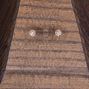 White Crystal Prong Nipple Barbell in 14g