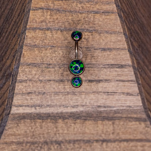 Hanging Navel in Black Opals in 14g