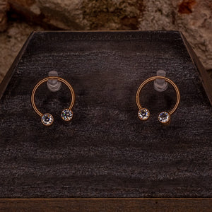 Pair of Circular Barbell in Rose Gold with Swarovski Crystals- 14g 1/2"