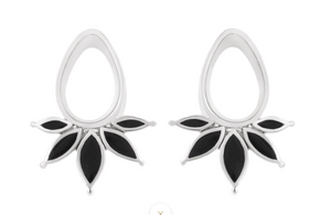 1 3/4" Marquise- White Gold Plated & Onyx