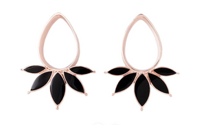 1 5/8" Marquise- Rose Gold Plated & Onyx
