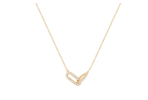 Double Link Necklace with GENUINE DIAMONDS in Yellow Gold