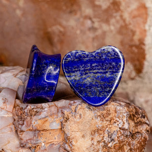 Lapis Lazuli Heart Plugs- 1" ID  1 1/16" OD
